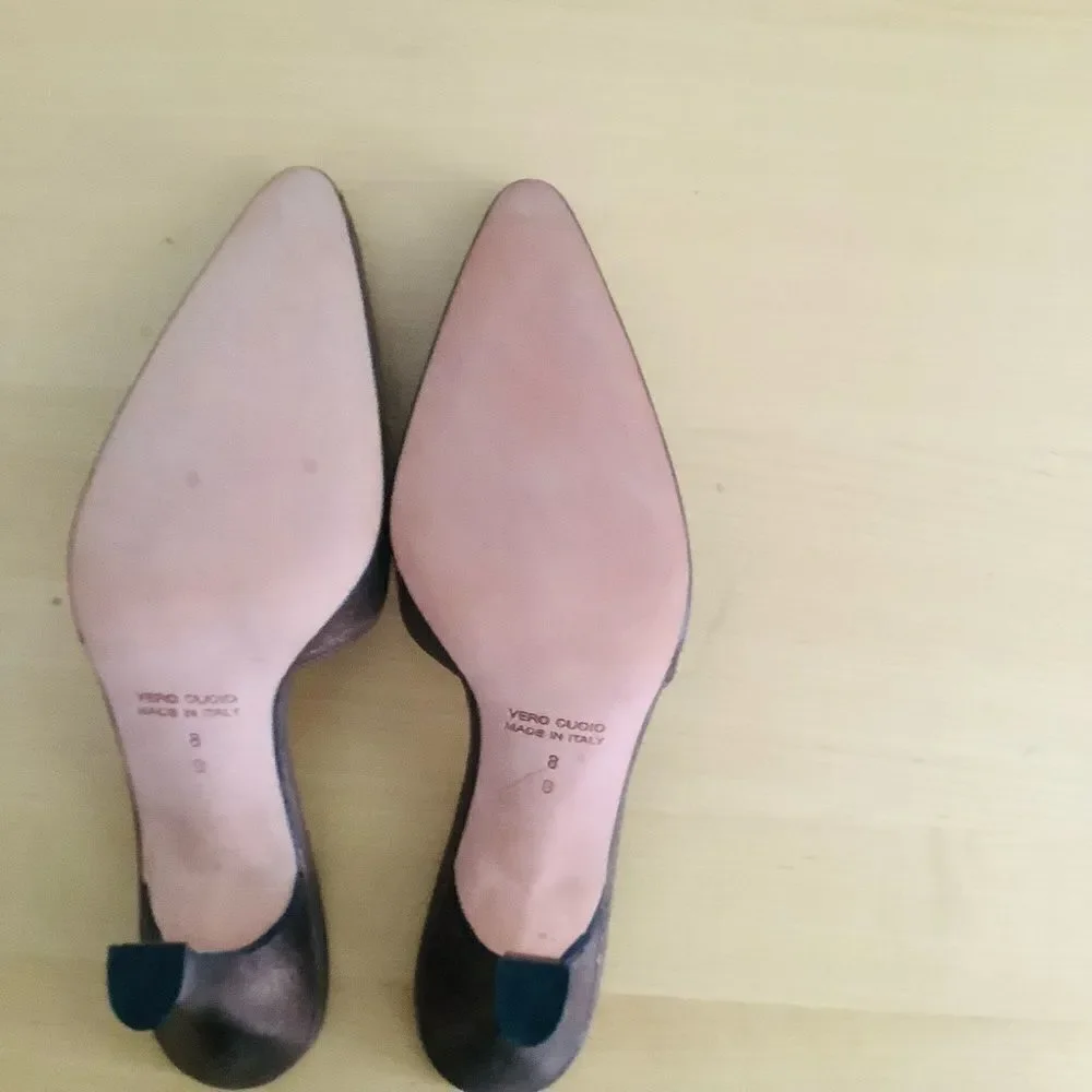 TODD OLDHAM BROWN METALLIC HEELS MULES 8 NEW VINTAGE - Picture 6 of 7